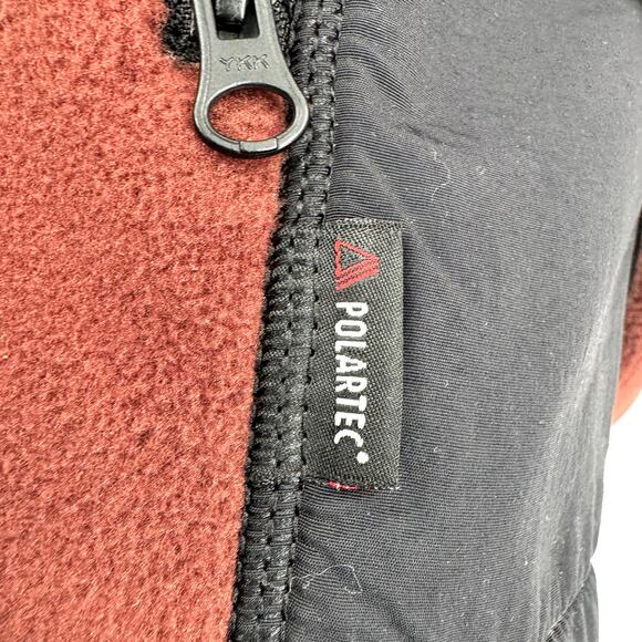 Eddie Bauer Jacket Mens Medium Brown Black Fleece 1/2 Zip Polartec Pullover - Picture 5 of 6